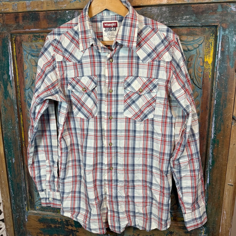 Pearl Snap western plaid shirt S